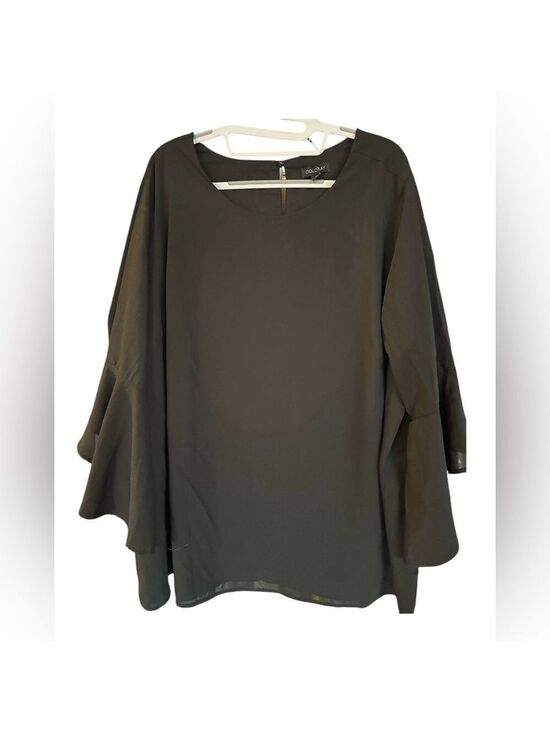 Goldray Tops - Goldray by Stitchfix Black Blouse with Flouncy Bell Sleeves